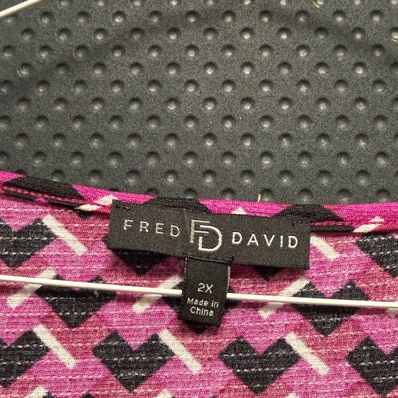 Fred David Fuchsia & Black Patterned Tie-Neck Blouse - Picture 2 of 8